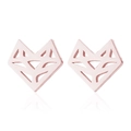 Detalle macro de pendientes de zorro origami con acabado en oro rosa pulido - Oro Rosa