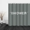Minimalistischer grauer Duschvorhang mit weißem SHOWER-Text und wasserfestem Stoff - 90*180cm / Premium Grau
