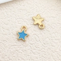 Star-shaped gold enamel pendants for jewelry making in blue and textured metallic gold - 1pc Lake Blue Small Pentagram