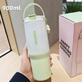 Mint green gradient insulated 900ml coffee tumbler with handle and cloud charm - 30oz / Green