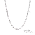 Silver paperclip link necklace showing 4mm width and 39+5cm size on white background - Silver YN776-S