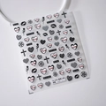 Autocollants nail art 5D stéréoscopiques noir et rouge avec cœurs et croix - Style Battement de Cœur Noir Relief 3D (TS-2300)