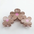 Cute brown candy-colored floral hair claw clip with pink accents for women hairstyle - Large 9.5cm / Brown