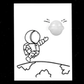 Minimalist astronaut illustration with clear natural crystal stone accent card - White Crystal