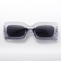 Chunky rectangle sunglasses in translucent jelly grey with dark lenses for a retro style - Smoke Gray