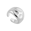 Close-up of silver irregular textured open ring with hammered surface and lava style - Silver Hammered