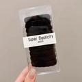 Set of durable high-elasticity black hair ties in a clear rectangular storage box - Screw Back / 10 Pcs/Set / Black