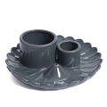 Grey ceramic palo santo holder with shell texture and multiple scent holes - Ink Gray