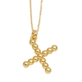 Polished gold letter X pendant necklace with 3D beaded design on slim O-chain - Letter X