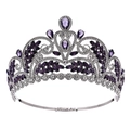 Detailed macro shot of silver bridal crown featuring premium purple zircon and rhinestones - Silver + Violet Zircon