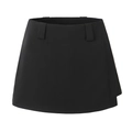 Classic high-waisted black A-line mini skirt with belt loops on white background - S / Black