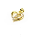 Macro detail of golden heart pendant featuring cubic zirconia letter K on white background - Letter K