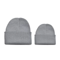 Grey rib-knit beanie family set with matching adult and child warm winter hats - Light Gray