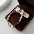 Handmade beaded bracelet with tiger eye stones, pearls, and shell beads in a gift box - Tiger Eye Pearl Bracelet SL0137