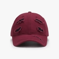 Distressed vintage baseball cap in burgundy with torn edge details and retro street style - Burgundy