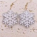 Sparkly white acrylic snowflake drop earrings with silver glitter and gold hooks - Snowflake