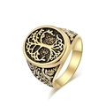 Anello sigillo dorato in acciaio inossidabile da uomo con incisione Albero della Vita - Taglia 7 / Oro