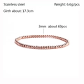 Rose gold stainless steel beaded bracelet with 3mm beads and 17.3cm circumference - Rose Gold 3mm