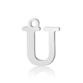 Silver stainless steel letter U pendant with small loop for DIY jewelry making - Letter U(LA060-Ux5)