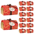 Rote Süßigkeitenboxen mit goldenem Blumenmuster, braunem Band und Dankeschön-Tag - Rot