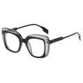 Quadratisches Brillengestell mit schwarz-transparentem Doppelschicht-Spleiß-Design - C7 Schwarz Doppelschicht Transparent Rand