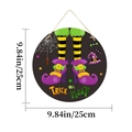 Dettaglio del cartello in legno Halloween Trick or Treat da 25 cm con dimensioni - Cartello Gambe di Strega Trick or Treat