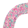 Cuentas de disco de arcilla polimérica de 4mm para hacer pulseras y collares DIY - Mezcla de Rosa Turquesa Blanco y Beige
