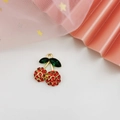 Detail of cherry pendant with red crystal and green leaves for DIY jewelry making - Long Handle Style