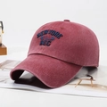 Cappellino baseball rosso lavato vintage con ricamo 3D New York e cotone retrò - Regolabile / Borgogna