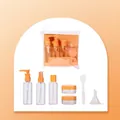 Yellow travel bottling set with spray and pump bottles in a clear PVC storage pouch - SY761-Yellow (80ml Empty Bottle + Cream Jar Set)
