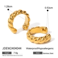Golden twisted rope ear cuffs in 18k gold plated stainless steel with 1.29cm width - 1.29cm Thick Twist Rope Style (JDEW2404044)