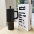 Matte black stainless steel tumbler with straw and handle for car and travel - Handle Cup Black