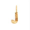 Polished gold stainless steel letter J pendant with textured radial stripe engraving - Letter J
