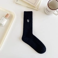 Klassische schwarze Zopfstrick-Socken mit weißer SAM-Stickerei in minimalistischem Set - 35-40 / Schwarz