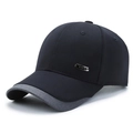 Men's navy baseball cap with grey brim and G HATS metal badge side detail - Navy Blue with Grey Trim