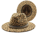 Detail of leopard print wool fedora with double-row silver metallic stud embellishments - M (56-58cm) / Double Row Square Silver Studs Decorative Band Leopard Fedora (10)