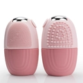 Pink silicone face ice roller and massager with dual-textured bristles and massage nodes - Roller Style - Pink
