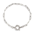 Bracelet chaîne trombone minimaliste en acier inoxydable argenté avec fermoir à ressort - 17cm / Chaîne Trombone Acier