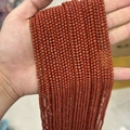 Faceted reddish brown agate beads 2-3mm for DIY jewelry making in a bundled strand view - Red Jasper 3mm
