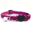 Sparkly rose red pet collar with bell and cat face safety buckle for kittens and puppies - Rose Red