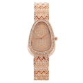 Montre serpent élégante en or rose avec cadran et bracelet sertis de cristaux fins - Design en Forme de Serpent (M1124) / Or rose