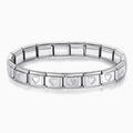 Polished silver stainless steel modular heart link bracelet shown in a complete circle - 0417-silver Edge Heart Hole 1st Section