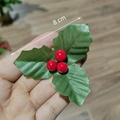 Artificial Christmas holly leaves with red berries DIY craft decoration accessory 8cm - Red Berry Triangle Leaf (8cm)