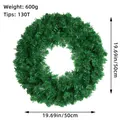 Green PVC artificial Christmas wreath with 130 tips, 50cm diameter and 600g weight - 50cm Wreath 120 Tips