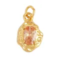 Gold plated copper pendant with oval peach zircon and irregular lava texture rim - AAF9092-Champagne Gold