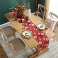 Modern red Christmas table runner with white snowflake patterns in cotton linen fabric - 30x260cm / Printed Red Snowflake
