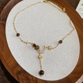 Collier doré vintage avec croissant de lune, étoiles et pendentif rond en œil de tigre - 3# Collier Étoile Lune Oeil de Tigre (3#项链-金色-咖色)