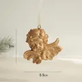 Golden glitter angel Christmas tree ornament with vintage texture and white hanging cord - Angel