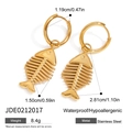 Detailed size specifications for gold stainless steel fishbone pendant earrings - Fishbone Style (JDE0212017)