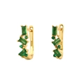 Gold S925 sterling silver hoop earrings featuring emerald green square and round gemstones - Gold (Style D)